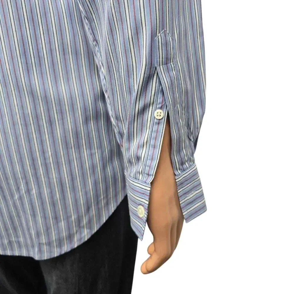 J. Crew Oarsman Label Vintage 90s Dress Shirt Men 16 -35 Blue Red White Striped